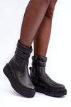 Leather Women's Platform Boots Black Suam