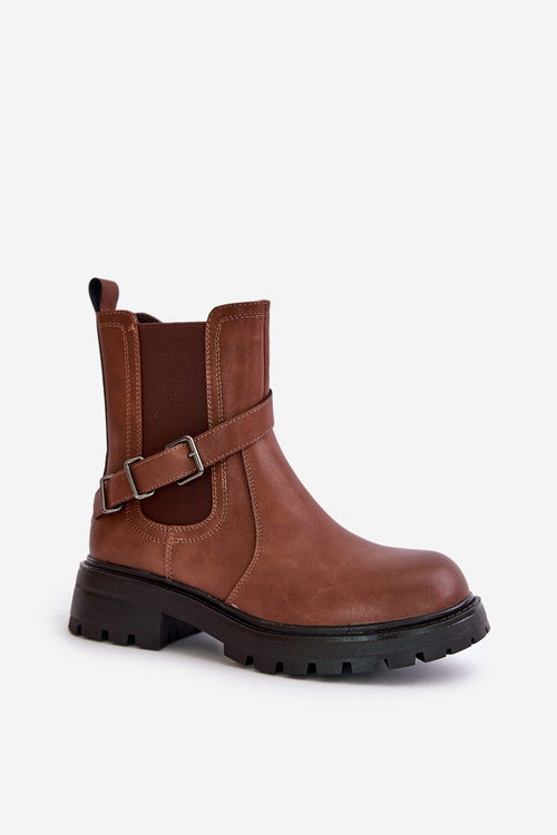 Leather Insulated Ankle Boots With Strap Brown Sergio Leone TR719-S