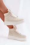 High Women's Sneakers On Platform Beige Tillive
