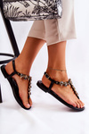 Comfortable Women's Sandals Flip-Flops With Ornaments Black Briven