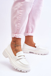 Leather Slip-On Platform Loafers White Riverside