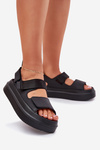Ladies platform sandals with velcro black Nitepira