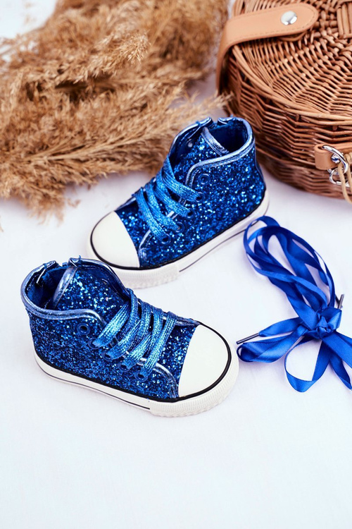 Children's Sneakers With Glitter Blue Ally
