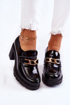 Lacquered shoes on a pillar with a gold ornament black Mikeyla