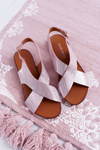 Women's Flat Leather Sandals Laura Messi Pink 1960