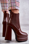 Women's Leather Boots On A Massive Heel Brown Jones
