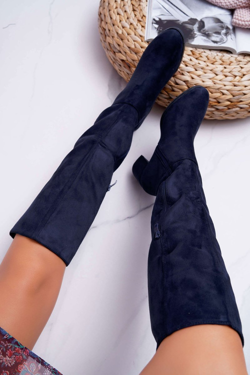 Women's Suede Boots Navy Blue Sergio Leone KZ273