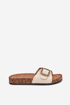 Women's sandals on cork platform with buckle beige Vianara