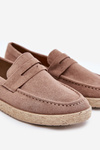 Men's Moccasins With Braiding Dark Beige Fiamar