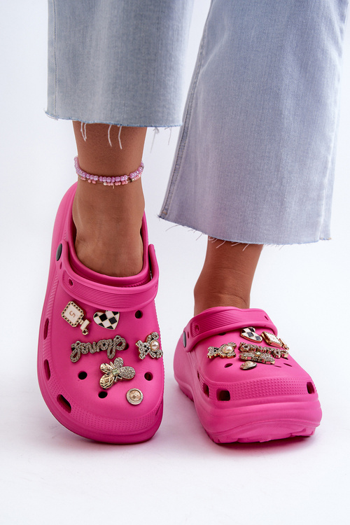 Women's Lightweight Foam Flip Flops on Thick Sole with Pink Accents Fuchsia Effiora