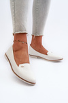 White Women's Flat Moccasins Enzla
