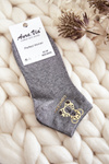 Women's cotton socks with a golden bear grey
