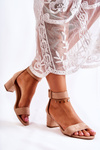 Suede Low Heel Sandals Beige Graciell