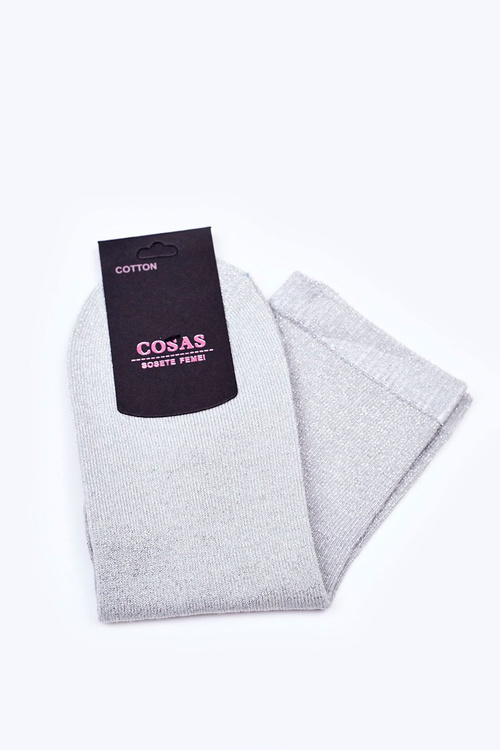 Women's Cotton Socks With Silver Thread COSAS Grey