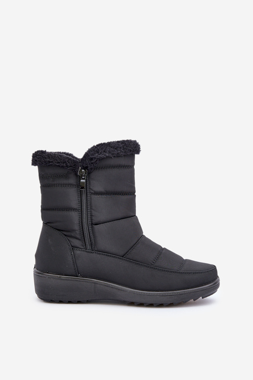 Women's Snow Boots With Zipper And Fur Black Fiorittia