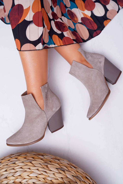 Women's Heeled Boots Spring Leather Suede Cappuccino Nicole 2430