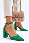  Suede Heel Pumps Green Lexie