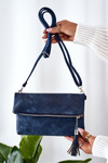 Clutch Bag With Detachable Strap And Fringes Blue
