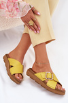Leather Women's Slippers With Buckle Inblu ED0003IU Yellow