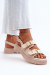 Women's Sandals with Buckles Eco Leather Beige Konanttia