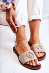 Leather Women's Slippers Nicole 2735 Beige