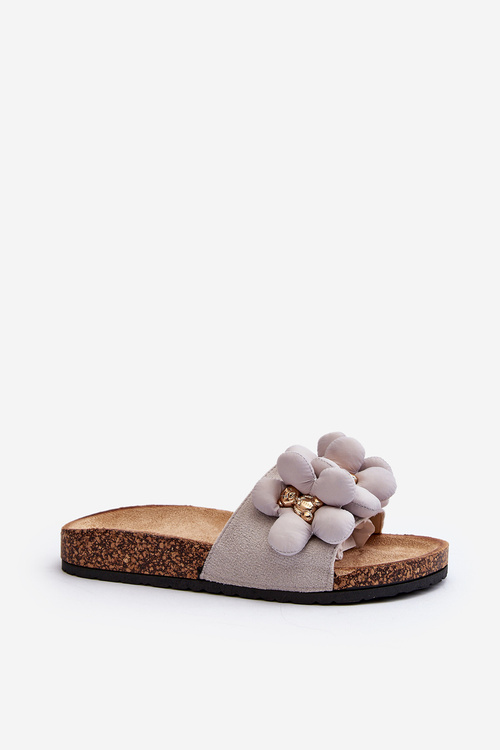 Women's Grey Sandals with Decorations Bunlia