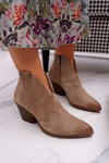 Women's Beige Leather Heeled Boots Chavai