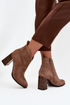 Leather suede women's ankle boots with heel lined beige Zivella