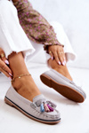 Women's Suede Loafers With Fringes Grey Laressa