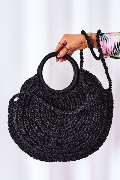 Braided Round Bag BRUNO ROSSI Black