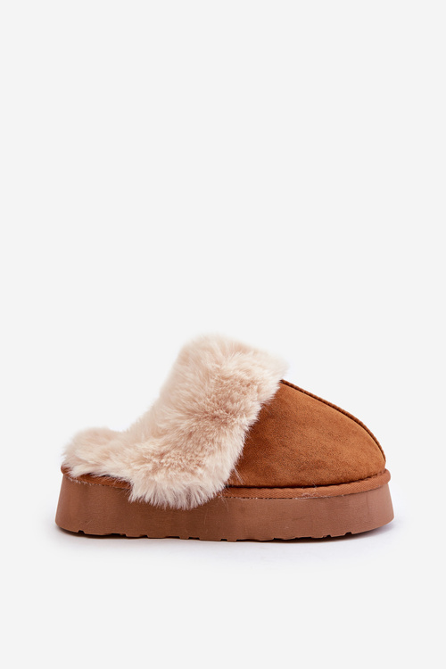 Women's Snow Slippers On Thick Sole With Fur Camel Doriola