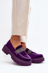 Women's Velvet Moccasins with Decoration Purple Wendreda