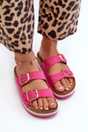 Women's Platform Sandals with Buckles Eco Suede Pink Ursila