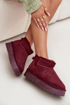 Stylish Suede Low Snow Boots Burgundy Nucca