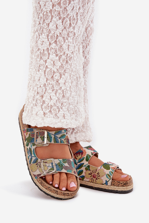 Klapki Damskie Wzorzyste Korkowa Platforma Klamry Multikolor Lee Cooper LCW-25-35-3480L