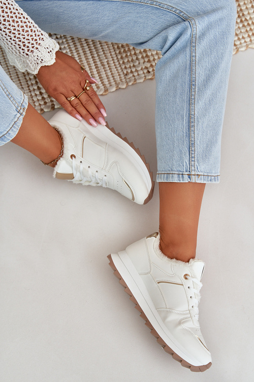 Damskie Ocieplane Futerkiem Na Platformie Białe Lerisas