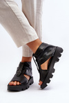 Zazoo 999 Leather Women's Sandals with Golden Zip