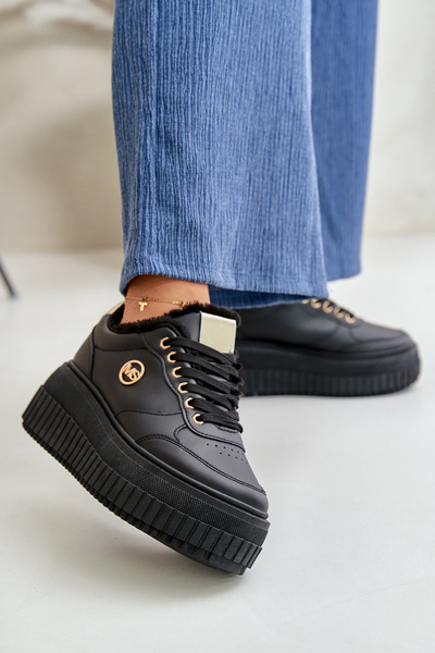 Damskie Buty Sportowe Sneakersy Masywna Podeszwa Czarne Ardiela