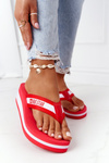Women's Wedge Sliders Flip-Flops Big Star HH274A095 Red