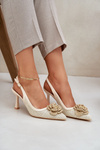 Woven Heels With Open Back Beige Lanithra