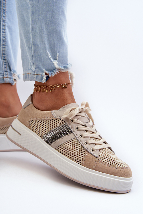 Women's Leather Sneakers D&A LR110 Beige