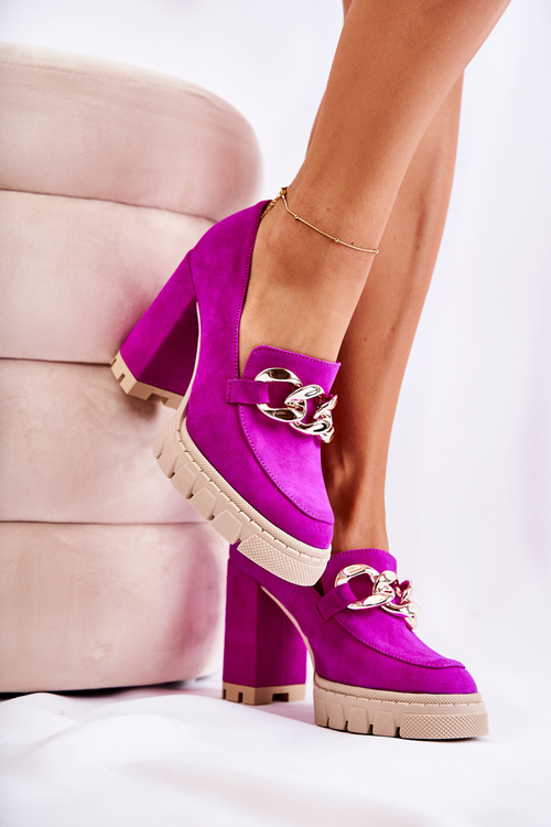 Fashionable Pumps On The Platform And A Pillar Lewski Shoes 3197 Fuchsia
