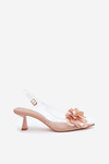 Transparent High Heels With Decorative Flower Nude Risalie