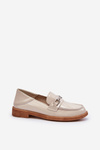 Women's Patent Leather Beige Loafers Nurea