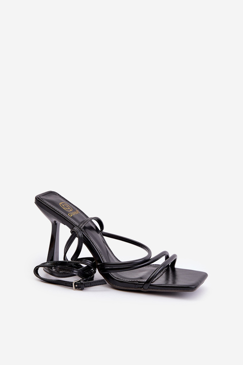 Stylish High Heel Sandals With Straps Black Saredi