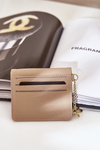 Card Holder With Gold Keychain Eco Leather Beige Iritinme