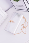 Silver Clutch Bag Gold Chain Padlock Latch