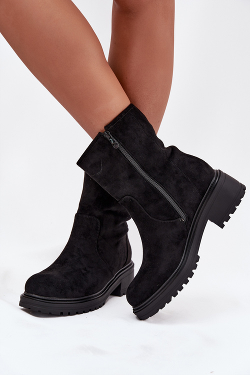 Insulated Women's Ankle Boots Low Heel Black Mirellea