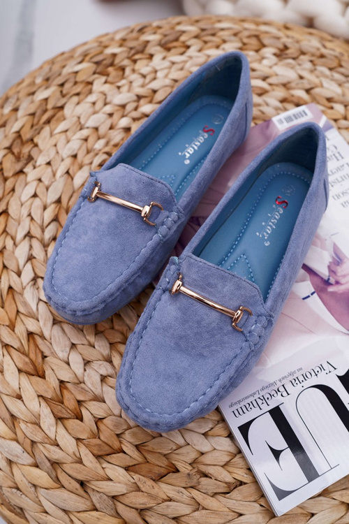Women's Blue Suede Sonnero Moccasins