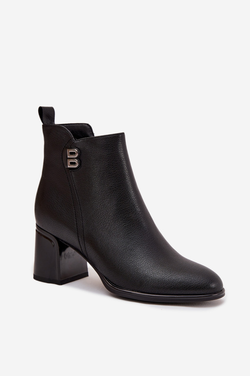 Insulated ladies ankle boots made of genuine leather with heel Black Jovelle